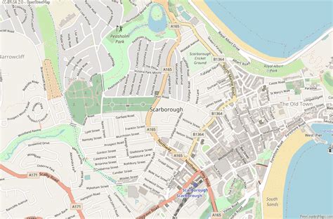 Scarborough Map Great Britain Latitude & Longitude: Free England Maps