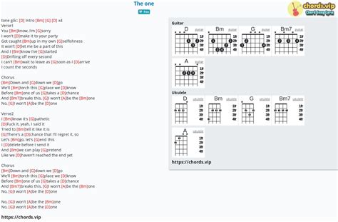 Chord: The one - tab, song lyric, sheet, guitar, ukulele | chords.vip