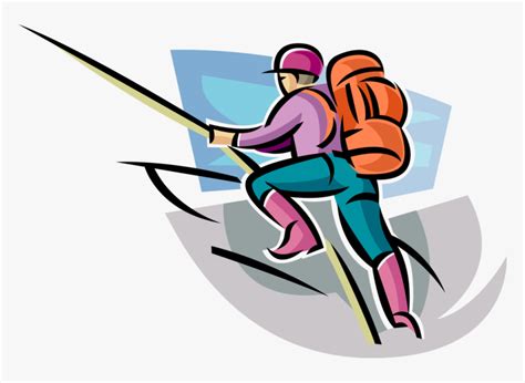 Vector Illustration Of Mountain Climber Climbs Steep - Clip Art, HD Png Download , Transparent ...