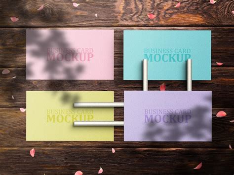 Premium PSD | Wooden background business card mockup