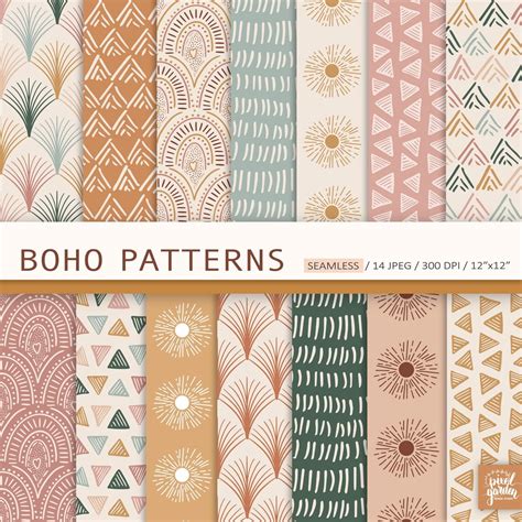 Abstract Boho Seamless Patterns. Hand-drawn Boho Digital - Etsy