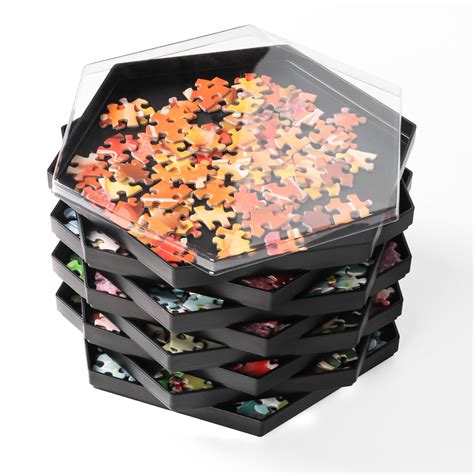 Becko Stackable Puzzle Sorting Trays Jigsaw Puzzle Sorters with Lid (Black) - Walmart.com ...