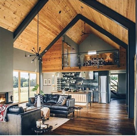 Loft, vaulted ceilings, and wide open | Modern barn house, Vaulted ...