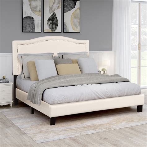 Clearance! Queen Platform Bed Frame, URHOMEPRO Modern Upholstered Platform Bed with Headboard ...