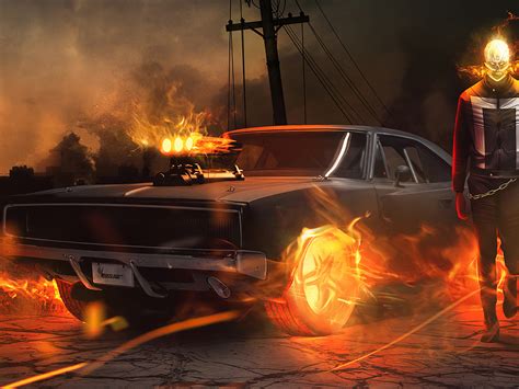 1400x1050 Ghost Rider With Car Wallpaper,1400x1050 Resolution HD 4k ...