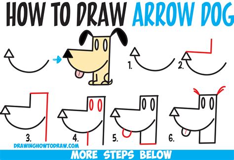 How to Draw a Cartoon Dog from an Arrow Shape – Easy Step by Step ...