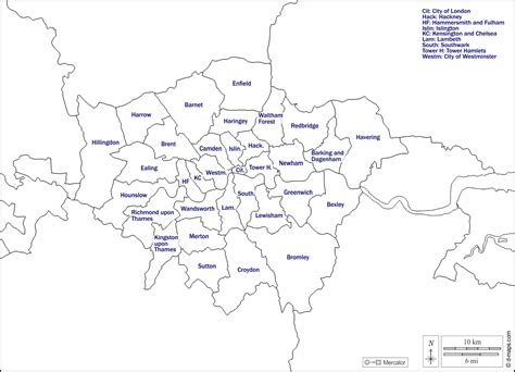 Greater London free map, free blank map, free outline map, free base map coasts, counties ...