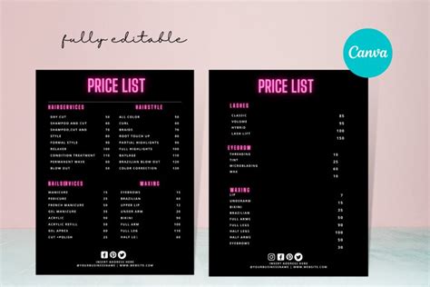 Price List Template on Canva (1906278)