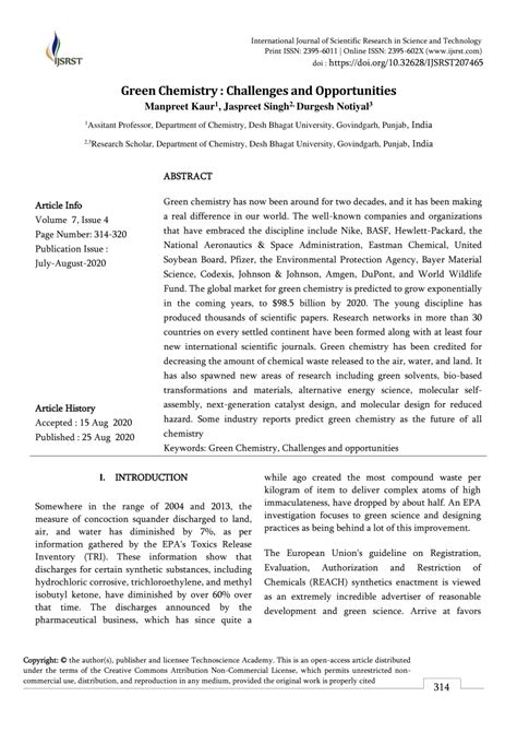 (PDF) Green Chemistry : Challenges and Opportunities