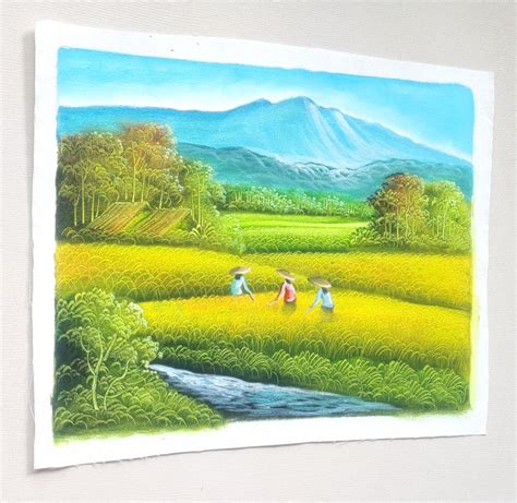 Wall Art. Landscape Painting, Rice Field / Harvest Painting for Prospe ...