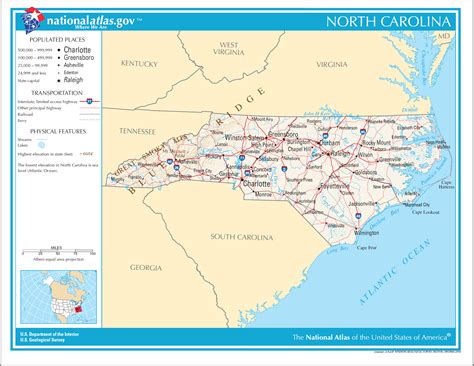 Map of North Carolina (Relief Map) : Worldofmaps.net - online Maps and ...