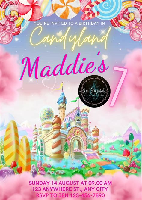 Candyland Birthday Invitation Template - Etsy