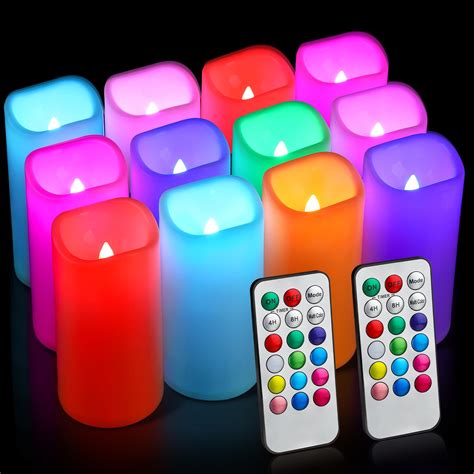 Buy VIHOSE 12 Pcs Color Changing Candles Tea Lights LED Colored Flameless Candles with Remote ...