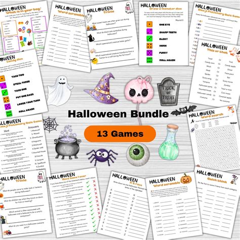 13 Halloween Party Games Bundle Halloween Party Ideas - Etsy