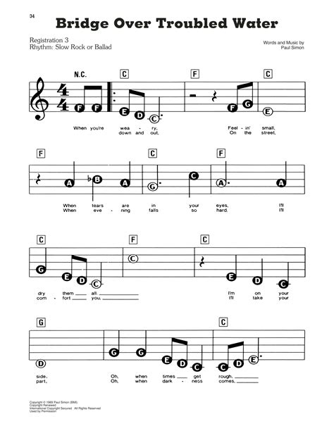 Bridge Over Troubled Water by Simon & Garfunkel Sheet Music for E-Z ...