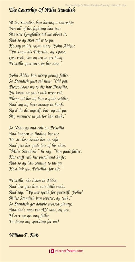 The Courtship Of Miles Standish Poem by William F. Kirk