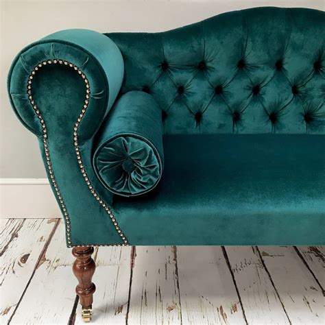 Emerald Green Velvet Chaise Style Sofa Made to Order - Etsy UK