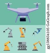 1 Seven Production Robotic Machines Icons Clip Art | Royalty Free - GoGraph