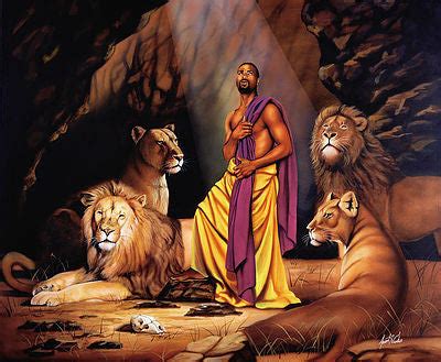 Daniel in the Lion's Den by Aaron and Alan Hicks (Unframed Art Print) | The Black Art Depot