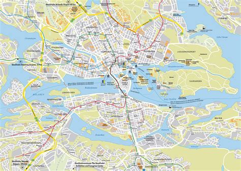 Large detailed roads map of Stockholm city. Stockholm city large ...