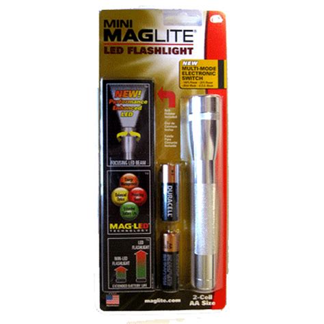 zBattery.com | 2nd-Gen-Maglite-2-Cell-AA-MAG-LED-3-Watt-Mini-Maglite-Silver-Flashlight-With-Holster