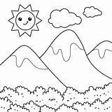 Premium Vector  Kawaii Sky And mountain coloring Page Illustration sketch template