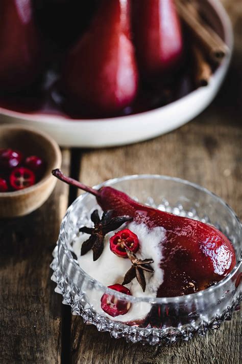 Pinot Noir Wine Poached Pears with Yogurt : At the Immigrant's Table