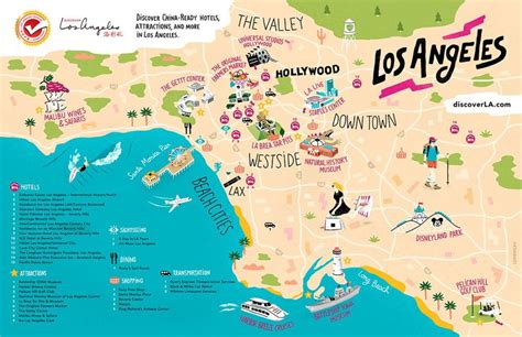 LA travel map - Los Angeles travel map (California - USA)