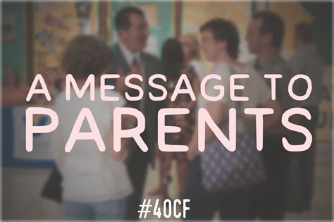 A Message to Parents – 4 O'Clock Faculty