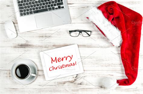 Office Desk Christmas Decoration | Background Stock Photos ~ Creative ...