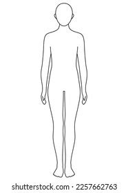 Human Body Outline Front Monochrome Illustration Stock Illustration ...