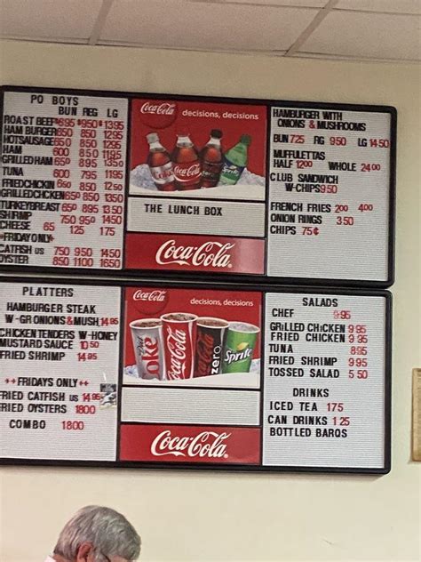 Menu at The Lunch Box fast food, Waveland, 210 US-90