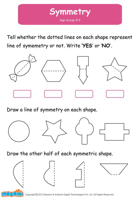 Mathematics Worksheets About Symmetry Line