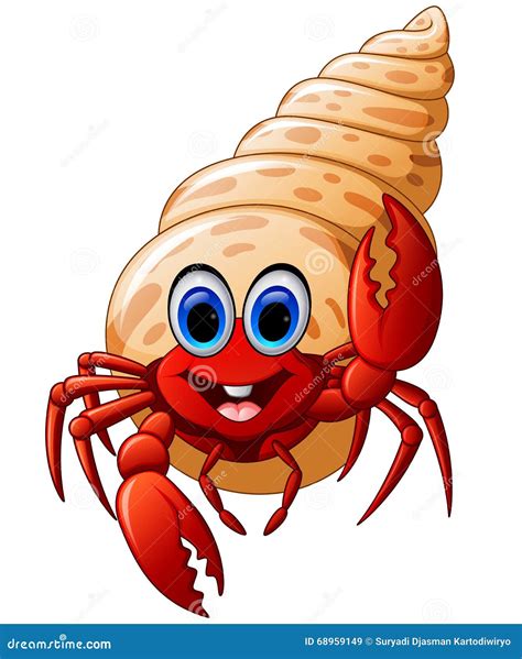 Cartoon hermit crab stock vector. Illustration of claw - 68959149