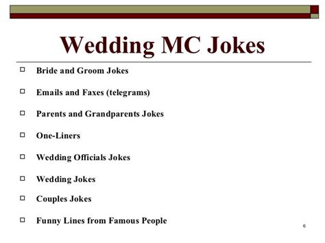 Wedding MC Joke Collection