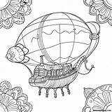 Whimsical Steampunk Airship Coloring Page  Pagescom sketch template