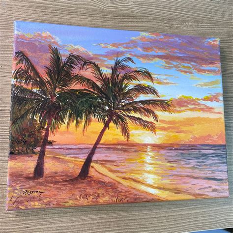 Acrylic Painting Beach Sunset Original Painting | Etsy