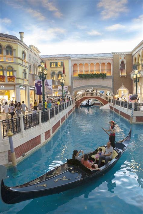 VENETIAN MACAU CHINA - AUGUST 22,2014 : Tourist in Gondola Boat ...