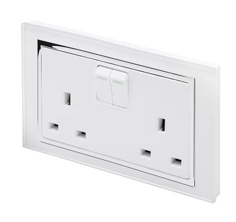 Crystal CT 13A DP Double Plug Socket with Switch White - RetroTouch Designer Light Switches ...