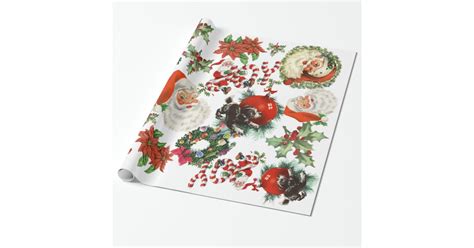 Retro Vintage Santa Claus Holiday Wrapping Paper | Zazzle