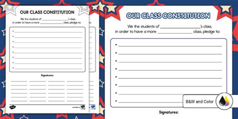 Class Constitution Preamble Template (Teacher-Made) - Twinkl