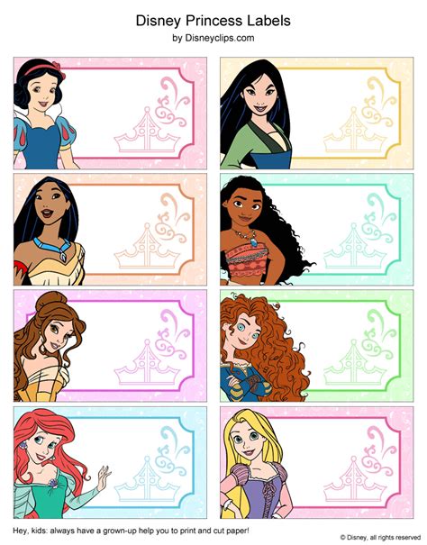 Disney Princess Printable Labels