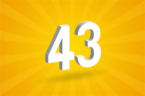 3D 43 number font alphabet. White 3D Number 43 with yellow background 13886384 Vector Art at ...