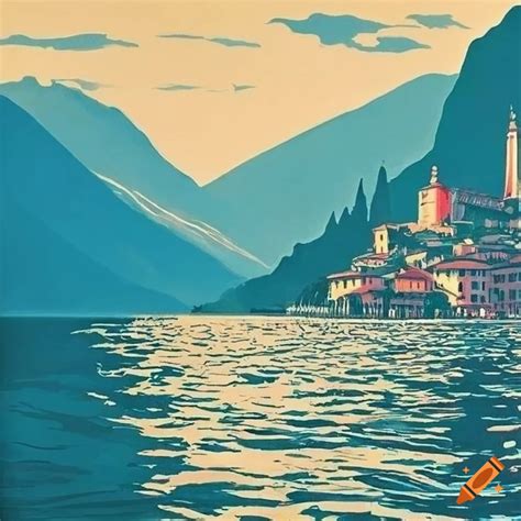 Vintage poster of bellagio on lake como on Craiyon