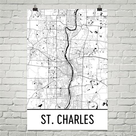 St. Charles Map St. Charles Art St. Charles Print St. - Etsy