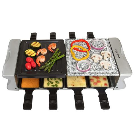 Dual Cheese Raclette Table Grill w Non-stick Grilling Plate and Cooking ...