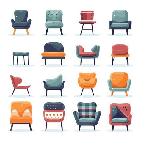 Premium Vector | Furniture for the home icons set armchair sofa chair etc vector illustration