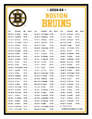 Printable 2023-2024 Boston Bruins Schedule