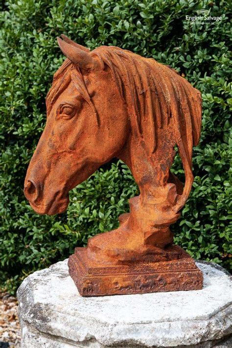 Pair of large horse head cast iron statues | Horse sculpture, Horse head, Sculpture