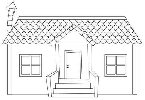 Simple Outline House Clipart Black And White - Rectangle Circle